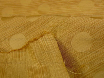 B. Berger Duralee 100% Silk Damask Polka Dot "sunkissed" Gold Yellow Reversible Strie and Satin Mid-Century MSRP USD 250/Y