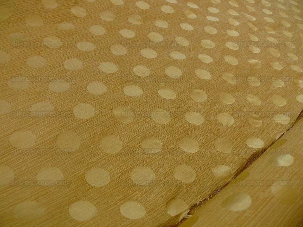 B. Berger Duralee 100% Silk Damask Polka Dot "sunkissed" Gold Yellow Reversible Strie and Satin Mid-Century MSRP USD 250/Y