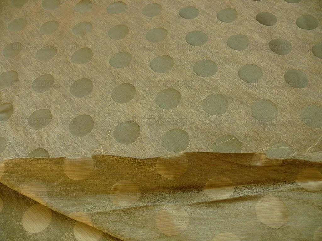 B. Berger Duralee 100% Silk Damask Polka Dot "pine" Green Reversible Strie and Satin Mid-Century MSRP USD 250/Y