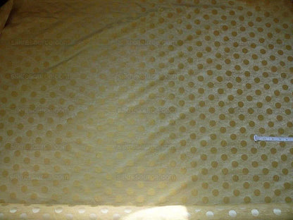 B. Berger Duralee 100% Silk Damask Polka Dot "mazola" Ecru Gold Reversible Strie and Satin Mid-Century MSRP USD 250/Y