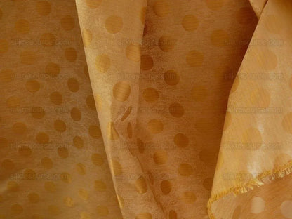 B. Berger Duralee 100% Silk Damask Polka Dot "mazola" Ecru Gold Reversible Strie and Satin Mid-Century MSRP USD 250/Y