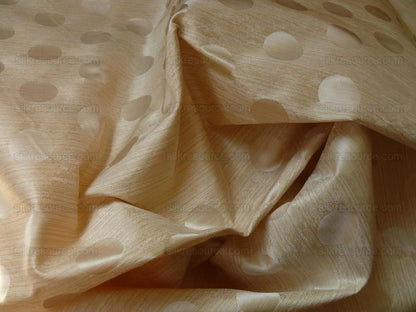 B. Berger Duralee 100% Silk Damask Polka Dot "white Gold" Ecru Reversible Strie and Satin Mid-Century MSRP USD 250/Y