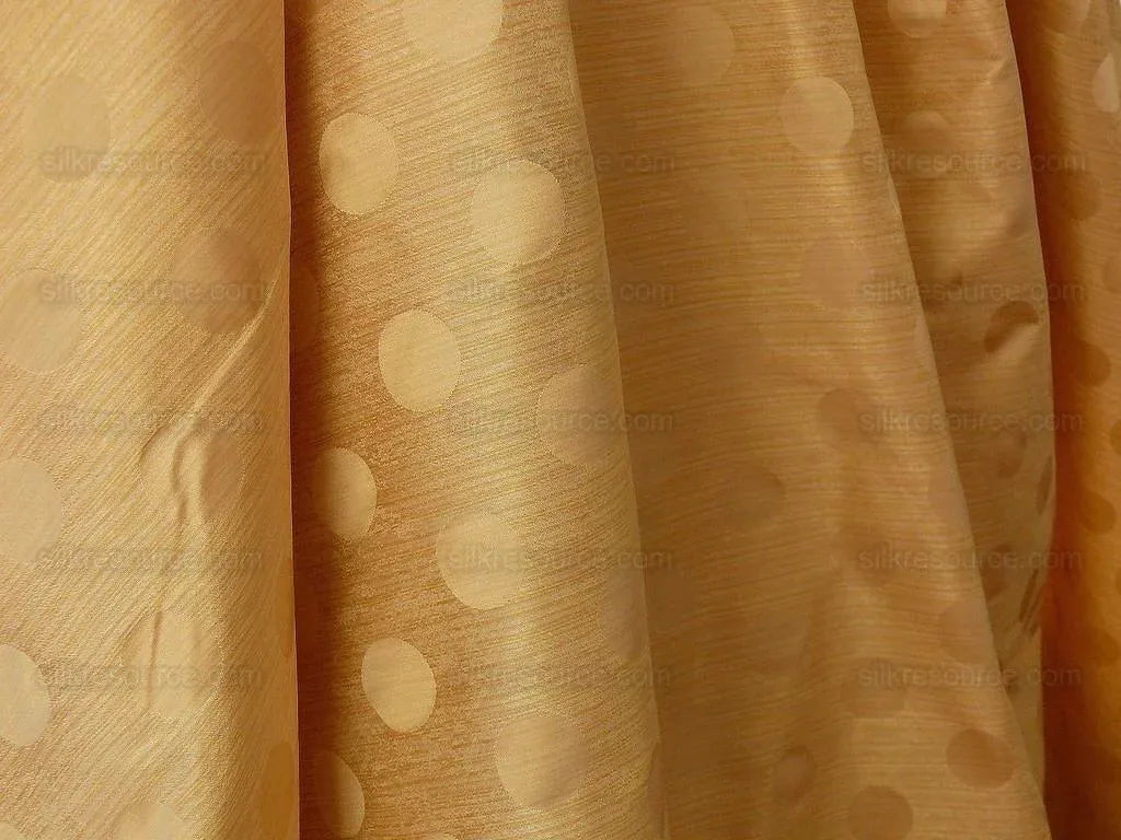 B. Berger Duralee 100% Silk Damask Polka Dot "white Gold" Ecru Reversible Strie and Satin Mid-Century MSRP USD 250/Y