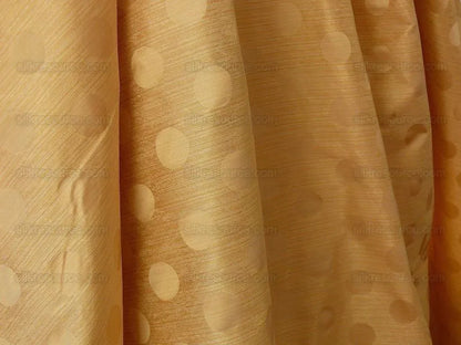 B. Berger Duralee 100% Silk Damask Polka Dot "white Gold" Ecru Reversible Strie and Satin Mid-Century MSRP USD 250/Y