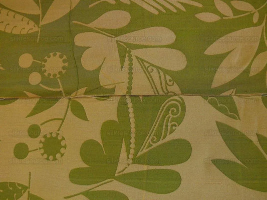 100% Silk Damask Fairy Tale Tree Of Life "spring" Green Thick Josef Frank MSRP USD356/Y
