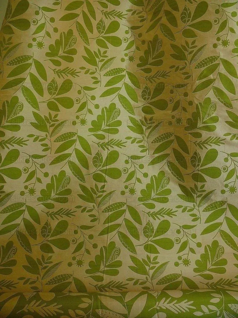 100% Silk Damask Fairy Tale Tree Of Life "spring" Green Thick Josef Frank MSRP USD356/Y