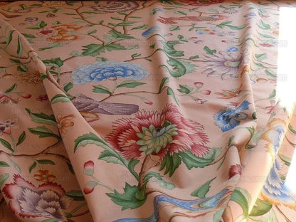 Clarence House Les Oiseaux Enchantes Bird Ratti Silk Italian Peach Pink MSRP USD 642/Y