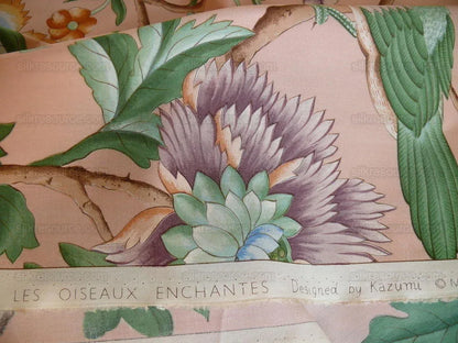 Clarence House Les Oiseaux Enchantes Bird Ratti Silk Italian Peach Pink MSRP USD 642/Y