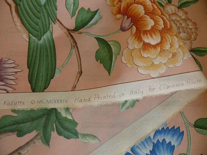 Clarence House Les Oiseaux Enchantes Bird Ratti Silk Italian Peach Pink MSRP USD 642/Y