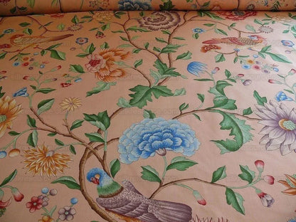Clarence House Les Oiseaux Enchantes Bird Ratti Silk Italian Peach Pink MSRP USD 642/Y