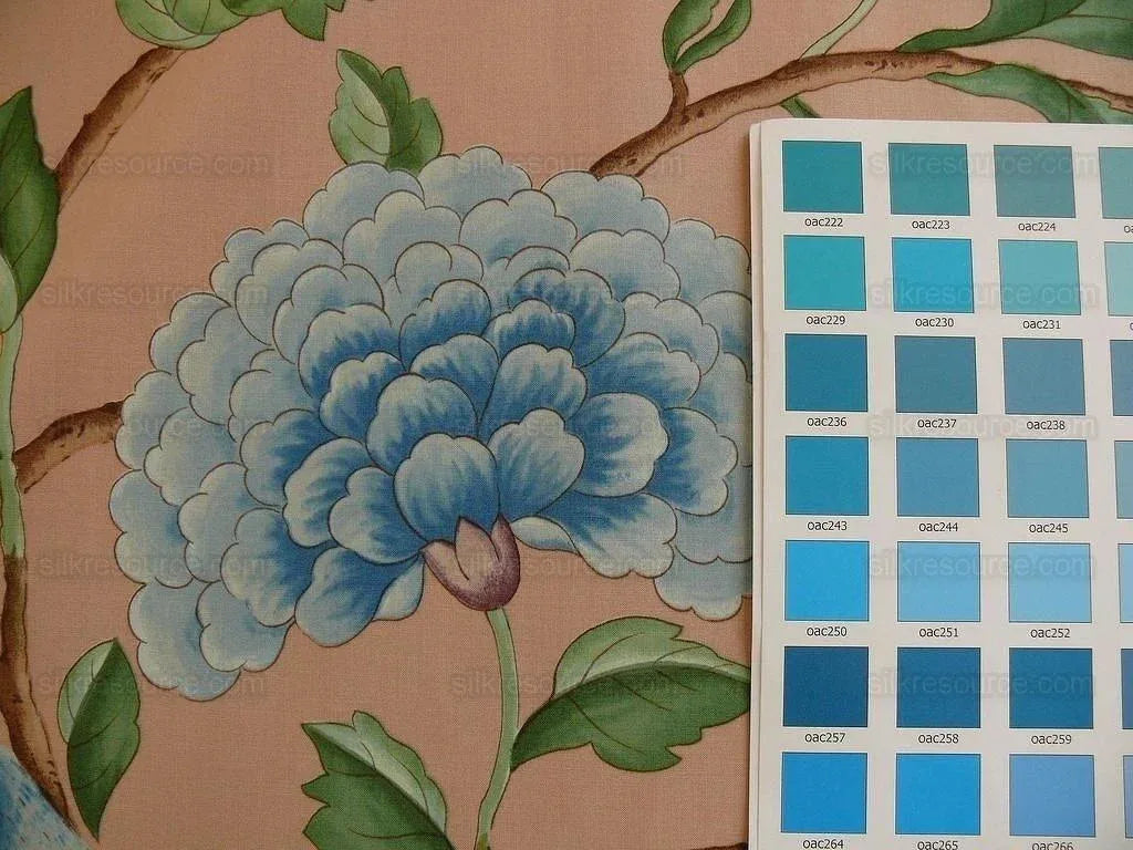 Clarence House Les Oiseaux Enchantes Bird Ratti Silk Italian Peach Pink MSRP USD 642/Y