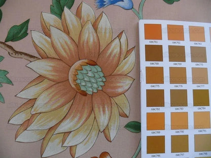 Clarence House Les Oiseaux Enchantes Bird Ratti Silk Italian Peach Pink MSRP USD 642/Y