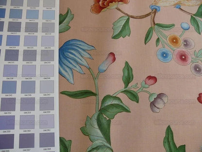 Clarence House Les Oiseaux Enchantes Bird Ratti Silk Italian Peach Pink MSRP USD 642/Y