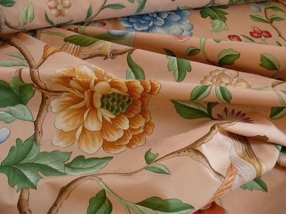 Clarence House Les Oiseaux Enchantes Bird Ratti Silk Italian Peach Pink MSRP USD 642/Y