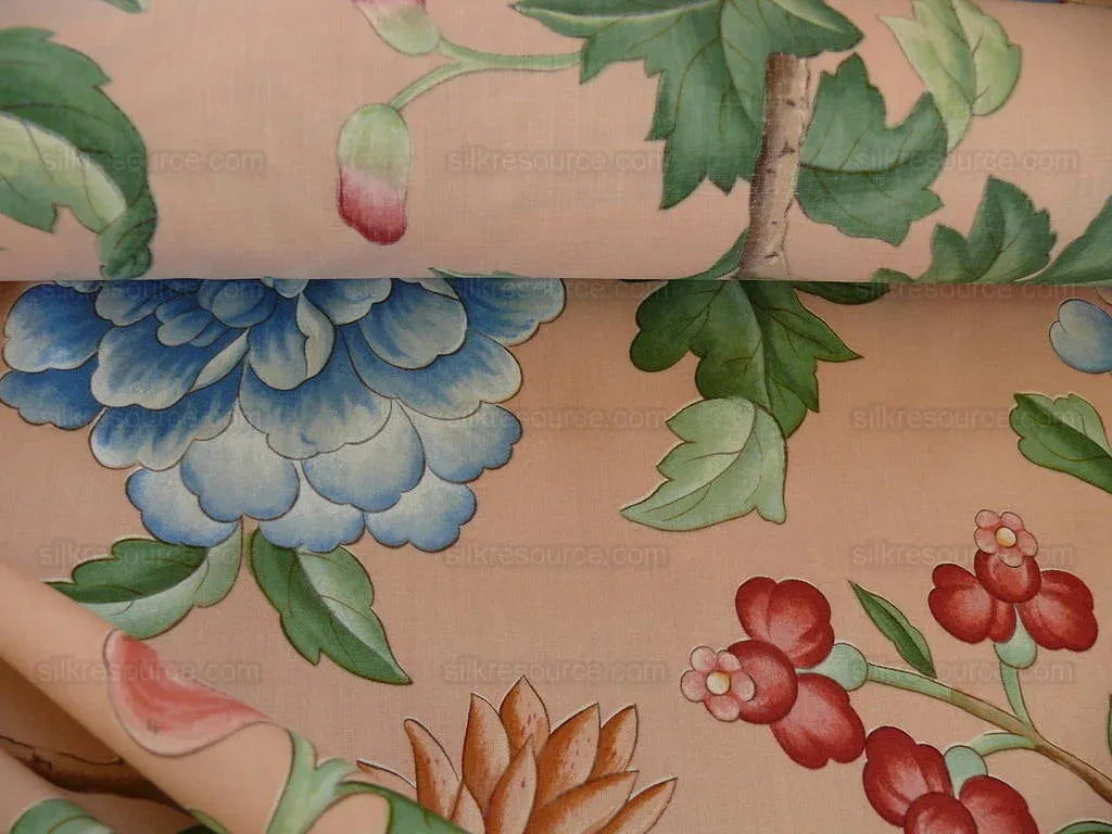 Clarence House Les Oiseaux Enchantes Bird Ratti Silk Italian Peach Pink MSRP USD 642/Y