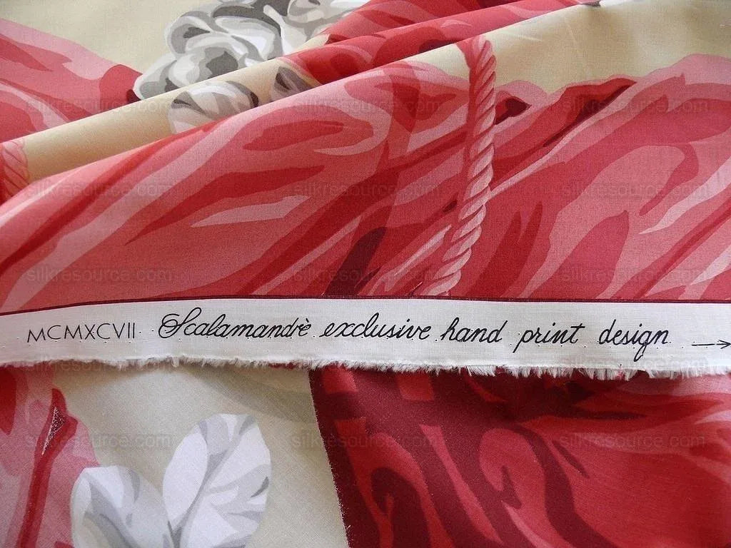 Scalamandre "diva" Tromp L'oeil Pink Silk & White Camellia