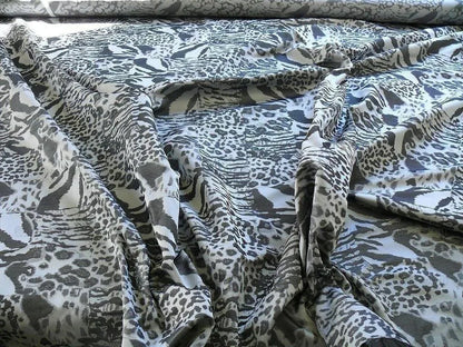 Brunschwig &amp; Fils Animal Skin Tiger Leopard Shark Zebra 100% Silk Lampas Charcoal Silver Black