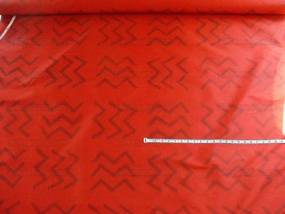 Clarence House Silk Crimson Red "malago" Charcoal Black Ikat MODERN WARP PRINT