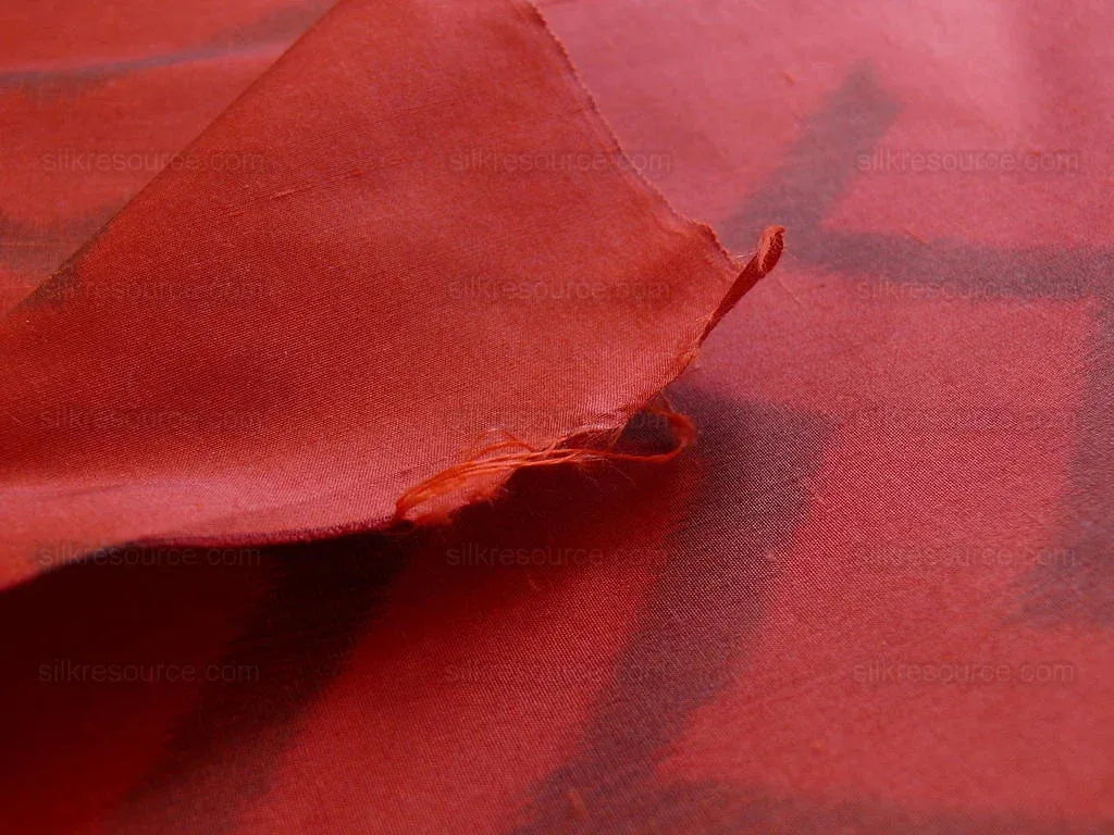 Clarence House Silk Crimson Red "malago" Charcoal Black Ikat MODERN WARP PRINT