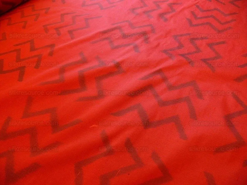 Clarence House Silk Crimson Red "malago" Charcoal Black Ikat MODERN WARP PRINT