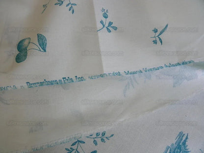 Brunschwig &amp; Fils Chinoisere A L'americaine Toile Aqua Blue White Bird Animal  Flora and Fauna from Mount Vernon Toile de jouy