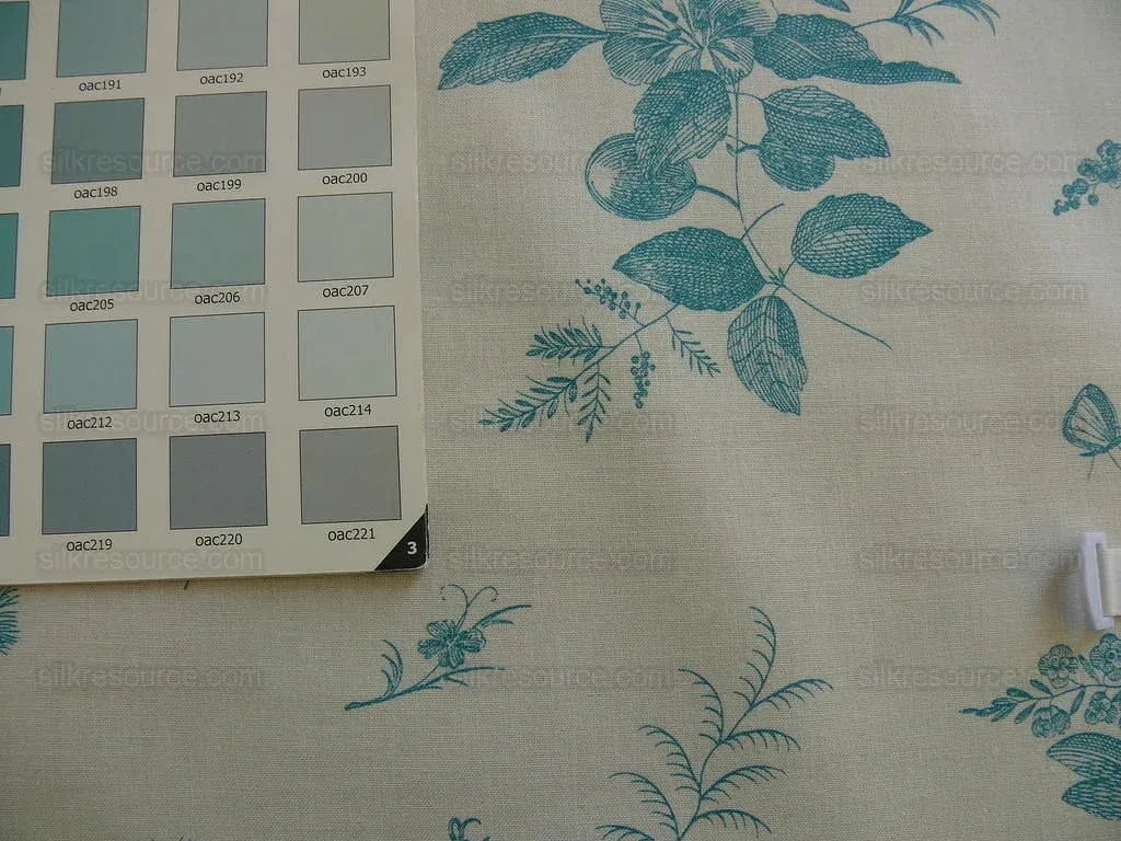 Brunschwig &amp; Fils Chinoisere A L'americaine Toile Aqua Blue White Bird Animal  Flora and Fauna from Mount Vernon Toile de jouy