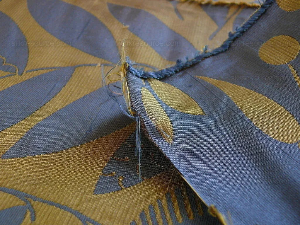 By Yard 100% Silk Damask Fairy Tale Tree Of Life "blue" Gold Thick Josef Frank MSRP USD356/Y