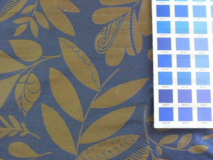 By Yard 100% Silk Damask Fairy Tale Tree Of Life "blue" Gold Thick Josef Frank MSRP USD356/Y