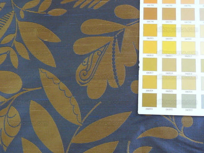 By Yard 100% Silk Damask Fairy Tale Tree Of Life "blue" Gold Thick Josef Frank MSRP USD356/Y