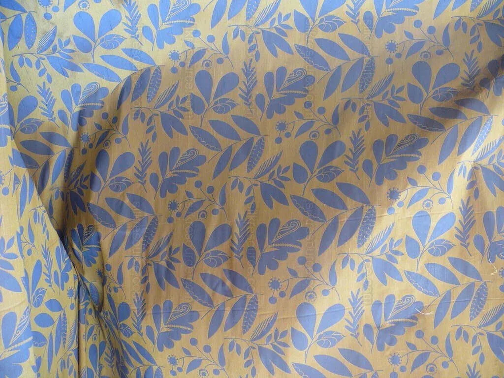 By Yard 100% Silk Damask Fairy Tale Tree Of Life "blue" Gold Thick Josef Frank MSRP USD356/Y
