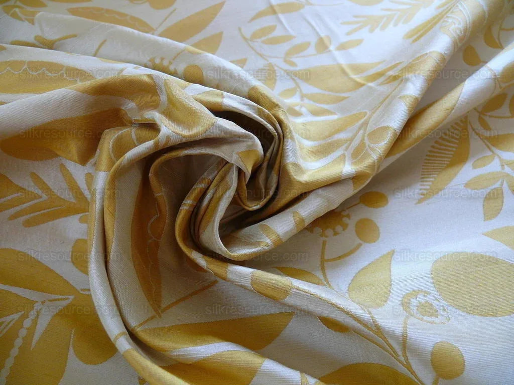 100% Silk Damask Fairy Tale Tree Of Life "yellow" Gold Thick Josef Frank MSRP USD356/Y