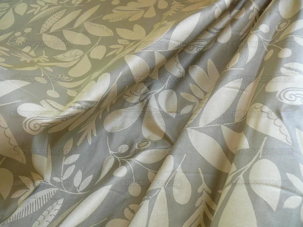 100% Silk Damask Fairy Tale Tree Of Life "grey" Thick Josef Frank MSRP USD356/Y