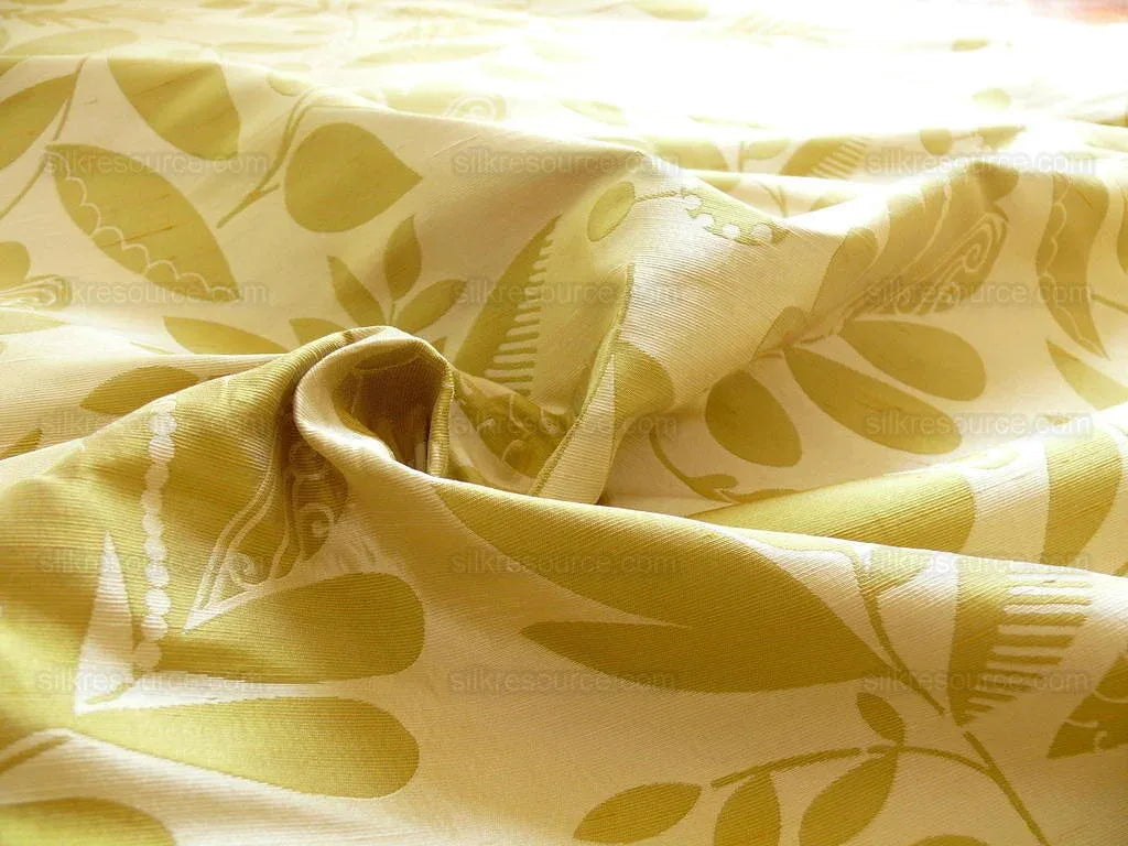 100% Silk Damask Fairy Tale Tree Of Life "grass" Green Thick Josef Frank MSRP USD356/Y