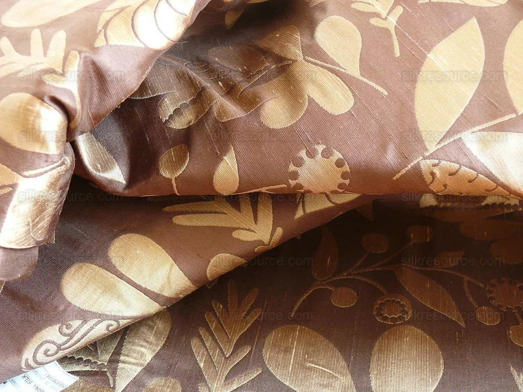 100% Silk Damask Fairy Tale Tree Of Life "chocolate" Brown Thick Josef Frank MSRP USD356/Y