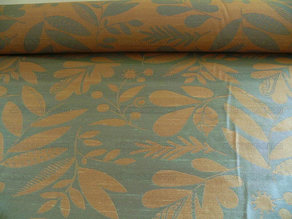 100% Silk Damask Fairy Tale Tree Of Life "teal" Blue Thick Josef Frank MSRP USD356/Y