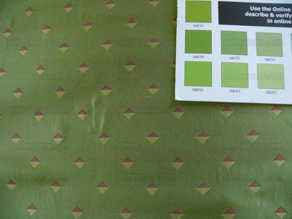 by yard Hi End 100% Silk Lampas Diamond Dot "kiwi" Green Red Magenta Khaki Yellow  Stripe Reversible
