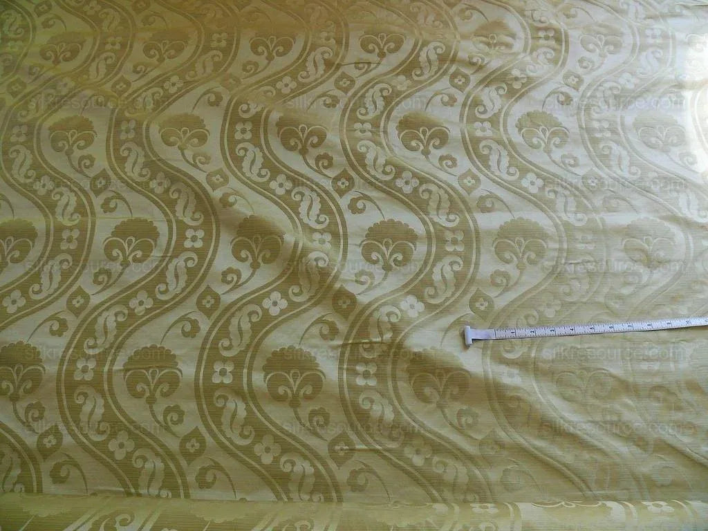 100% Silk Damask Peony River - Mist Ecru