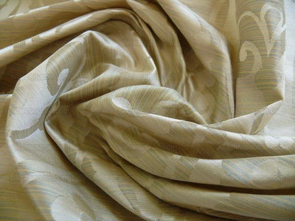 100% Silk Damask Peony River - Mist Ecru