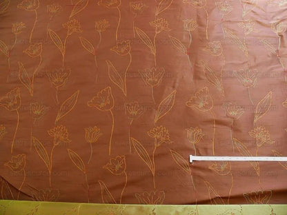 100% Silk Lampas Tulip "brick" Red Mod Picasso Modern Abstract Flora Thick MSRP USD 300+/Y