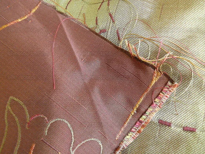 100% Silk Lampas Tulip "brick" Red Mod Picasso Modern Abstract Flora Thick MSRP USD 300+/Y