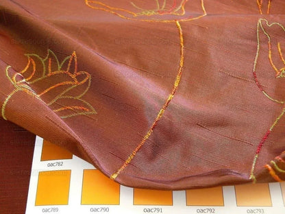 100% Silk Lampas Tulip "brick" Red Mod Picasso Modern Abstract Flora Thick MSRP USD 300+/Y