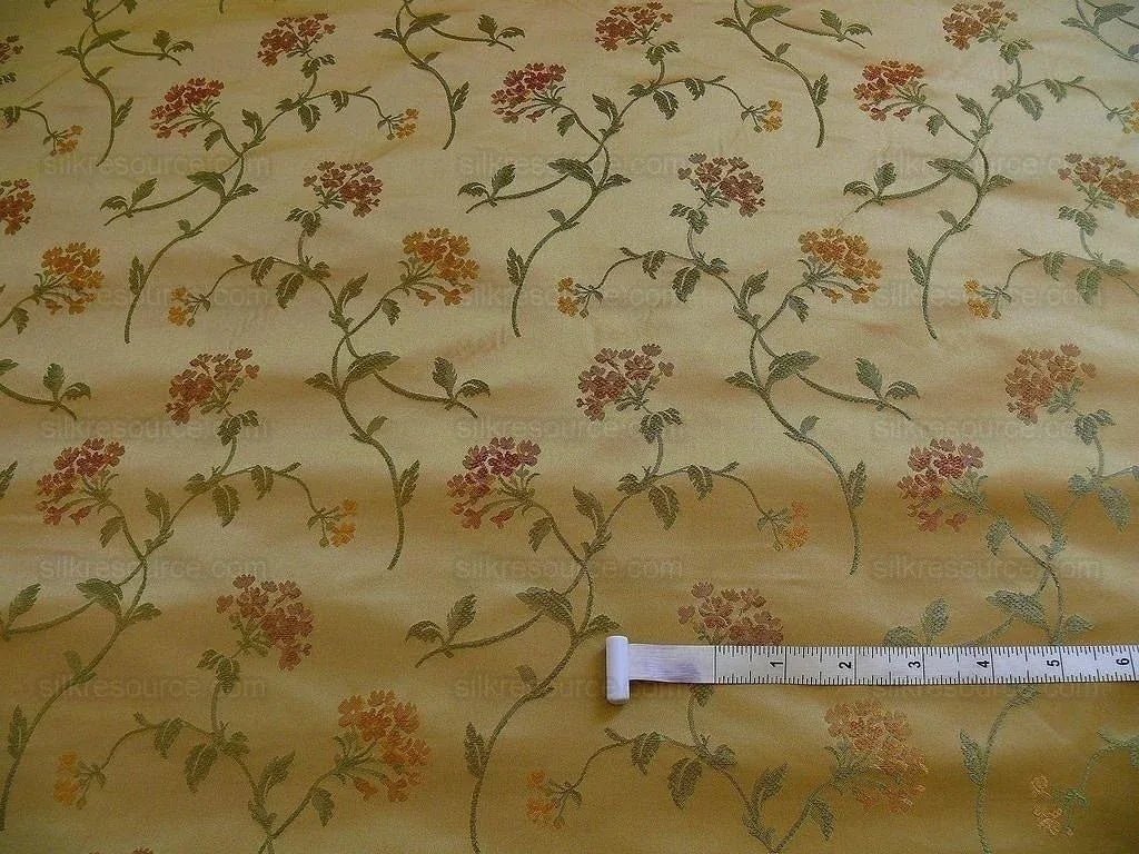 Schumacher 100% Silk Lampas Sage Blossom Sprig "spice" Gold