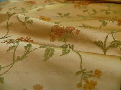 Schumacher 100% Silk Lampas Sage Blossom Sprig "spice" Gold