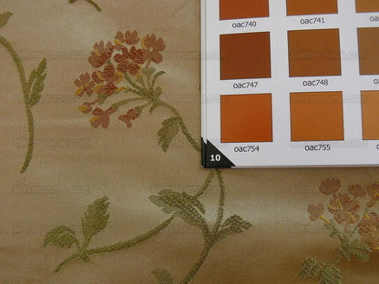 Schumacher 100% Silk Lampas Sage Blossom Sprig "spice" Gold