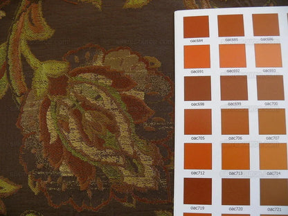 Rm Coco 100% Silk Lampas Gilded Paisley "java" Brown Chocolate Gold Green