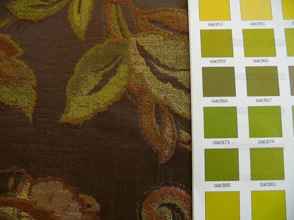 Rm Coco 100% Silk Lampas Gilded Paisley "java" Brown Chocolate Gold Green