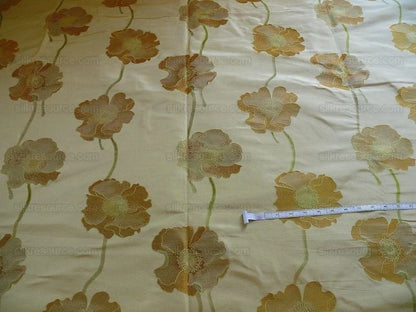 100%silk Lampas Yellow Gold Poppy Deco