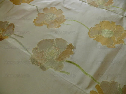 100%silk Lampas Yellow Gold Poppy Deco