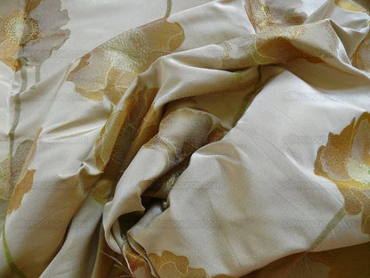 100%silk Lampas Yellow Gold Poppy Deco