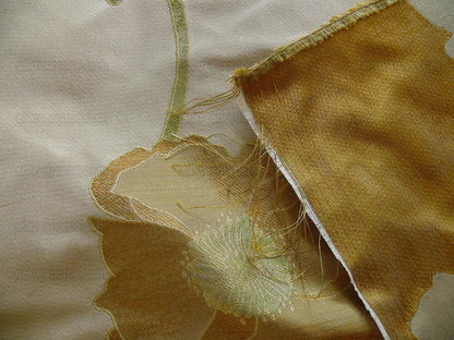 100%silk Lampas Yellow Gold Poppy Deco